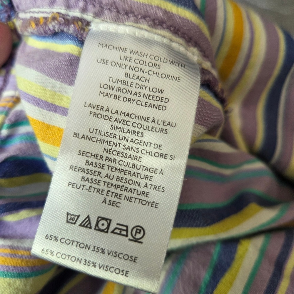 Free People Striped Saylor Poplin Pull On Shorts Purple Yellow Blue‎ Medium - Picture 5 of 6